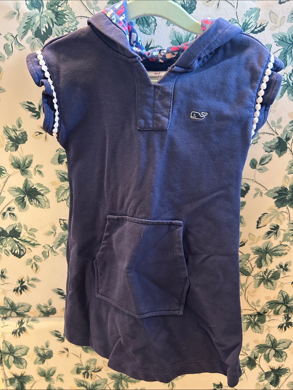 Vineyard Vines for Target Navy Girls Hooded Swim Coverup with Pom Trim
